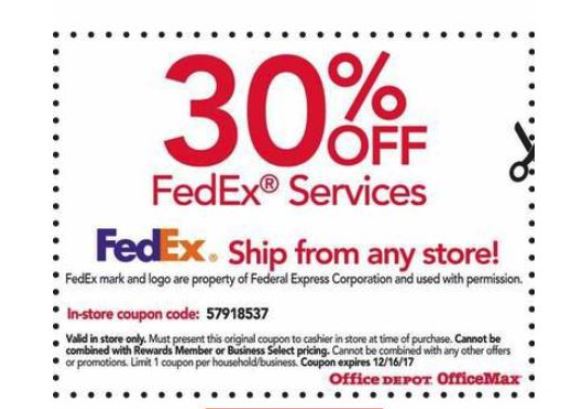 Office Depot/Max B&M 30% off FEDEX Shipping with coupon valid 12/10-16 |  PhatWallet