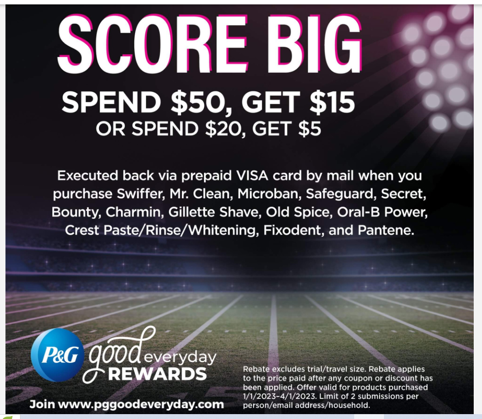 P&G Promotions: Get $5/$15 Prepaid Visa Card with $20/$50 Spend